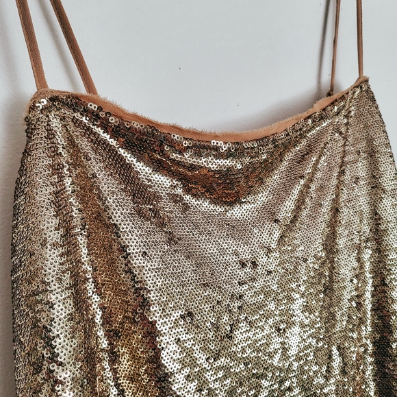 Free People Intimately gold sequin mini dress, size M - Picture 3 of 7
